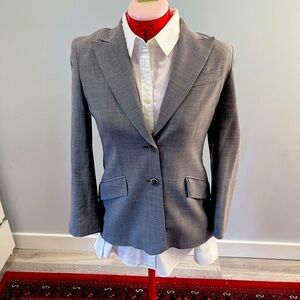 Talbots Petite Grey Wool/Viscose Blend Two Button Front Blazer Size US 2